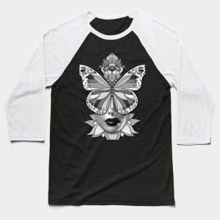 Creative Mandala Butterfly Woman Face 1 Baseball T-Shirt